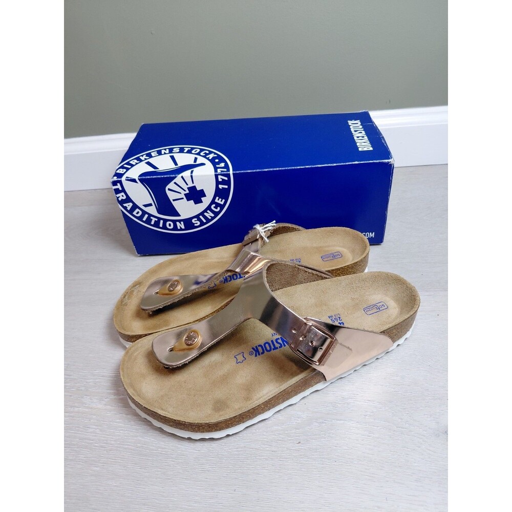 BIRKENSTOCK GIZEH Soft Footbed COPPER METALLIC LEATHER Regular FIT 41EU 10US